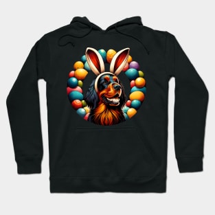 Gordon Setter Enjoys Easter with Bunny Ears Festivity Hoodie